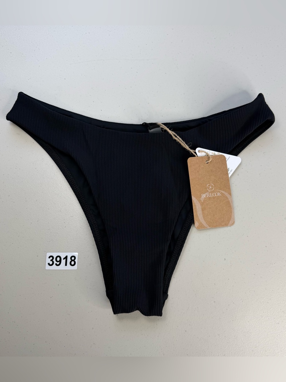 Berlook Bikini Bottom Small Black Low Waisted Ribbed New